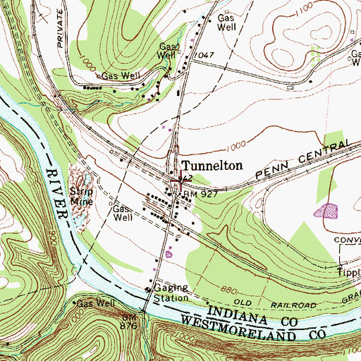 Topographic Map of Tunnelton, PA