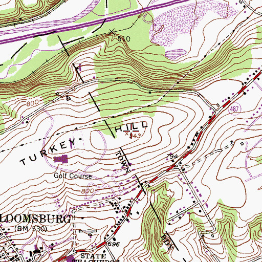 Topographic Map of Turkey Hill, PA