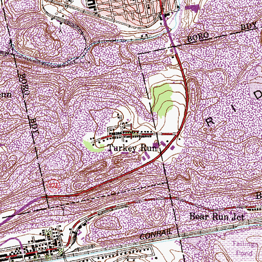 Topographic Map of Turkey Run, PA