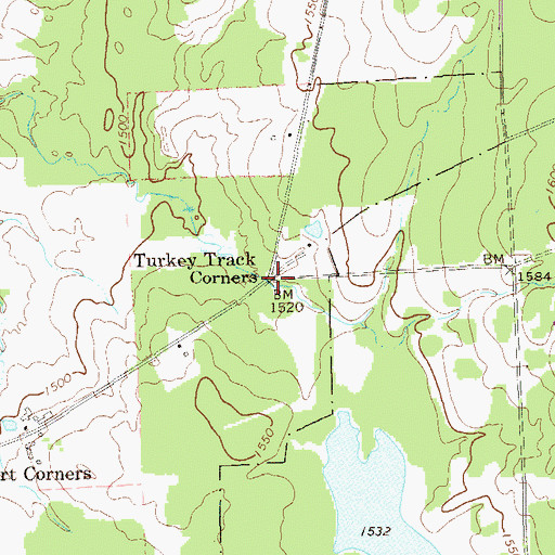 Topographic Map of Turkey Track Corners, PA