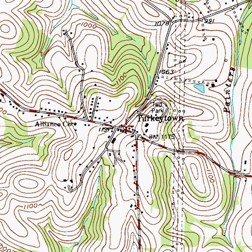 Topographic Map of Turkeytown, PA