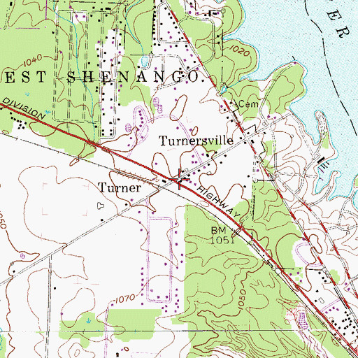 Topographic Map of Turner, PA