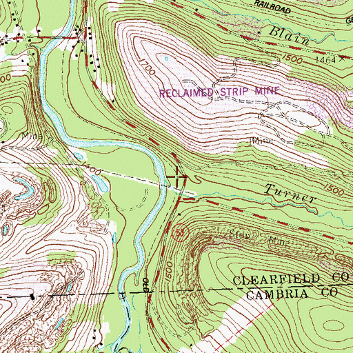 Topographic Map of Turner Run, PA