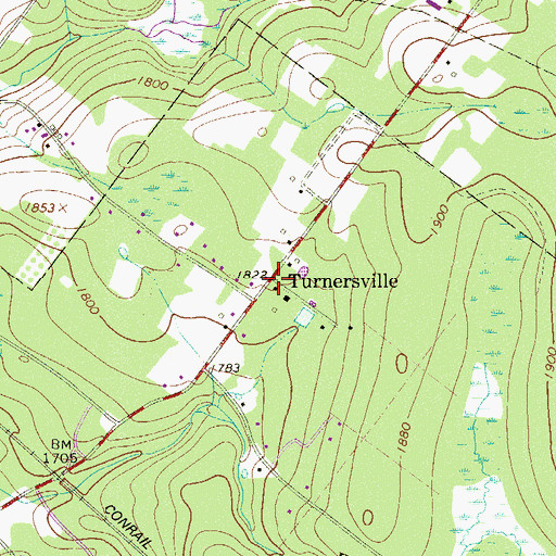 Topographic Map of Turnersville, PA