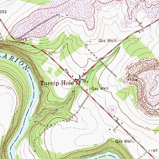 Topographic Map of Turnip Hole, PA