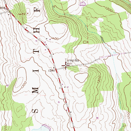 Topographic Map of Turnpike Cemetery, PA