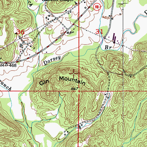 Topographic Map of Gin Mountain, AL