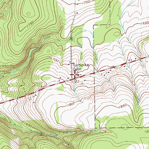 Topographic Map of Turnpike Cemetery, PA