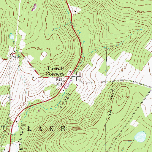 Topographic Map of Turrell Corners, PA