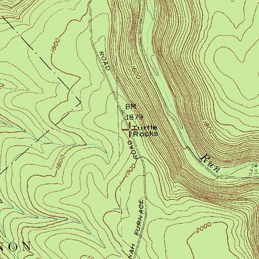Topographic Map of Turtle Rocks, PA