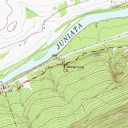 Topographic Map of Tuscarora Church, PA