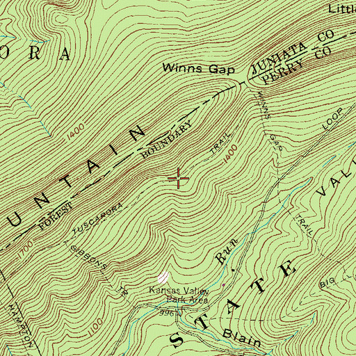 Topographic Map of Tuscarora Trail, PA