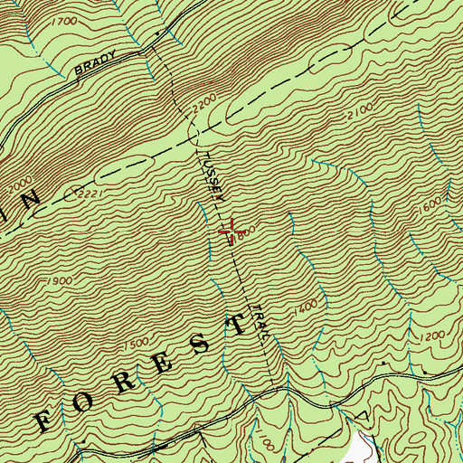 Topographic Map of Tussey Trail, PA