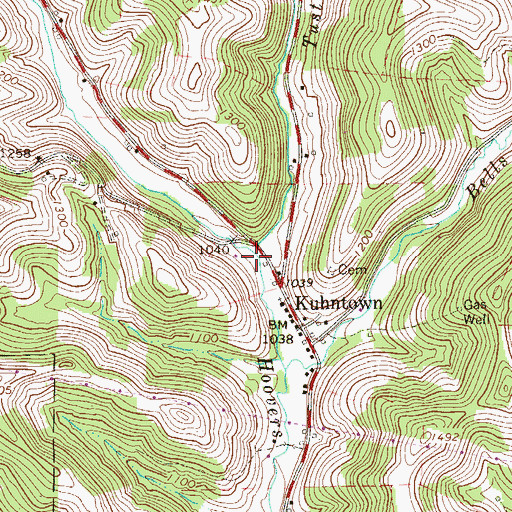 Topographic Map of Tustin Run, PA