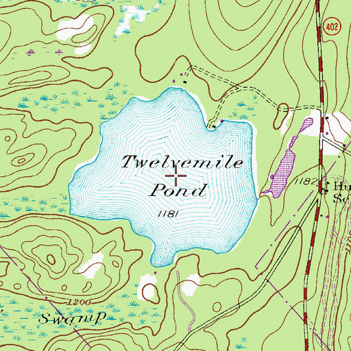 Topographic Map of Twelvemile Pond, PA