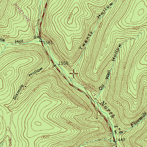 Topographic Map of Twenty Hollow, PA