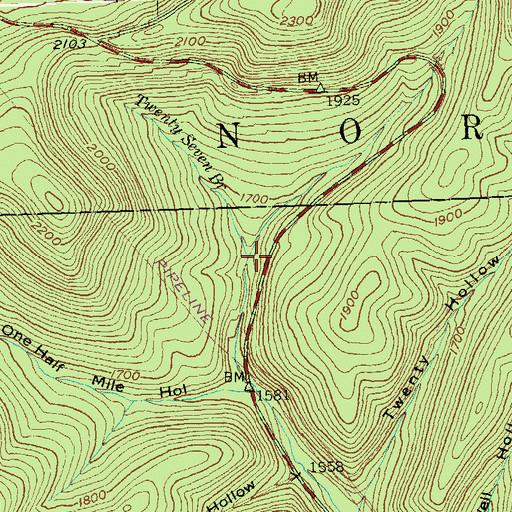Topographic Map of Twenty Seven Branch, PA