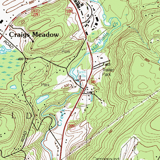 Topographic Map of Twin Falls, PA