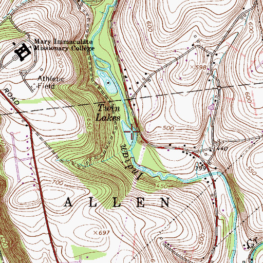 Topographic Map of Twin Lakes, PA
