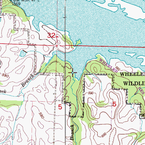 Topographic Map of Ginhouse Branch, AL