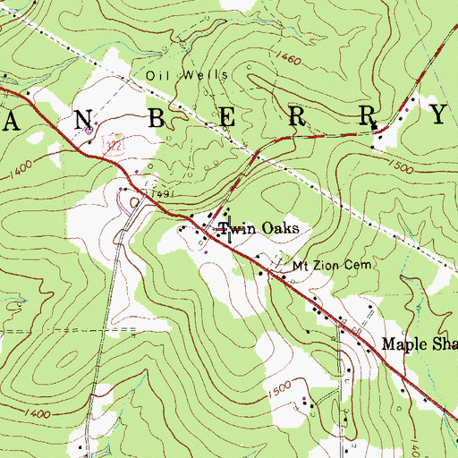 Topographic Map of Twin Oaks, PA