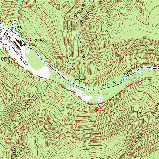 Topographic Map of Twin Run, PA