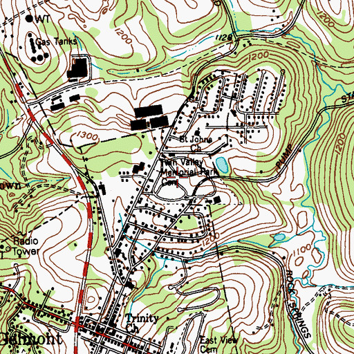 Topographic Map of Twin Valley Memorial Park Cemetery, PA