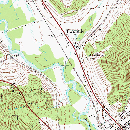 Topographic Map of Twomile Creek, PA