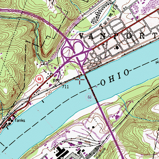 Topographic Map of Twomile Run, PA