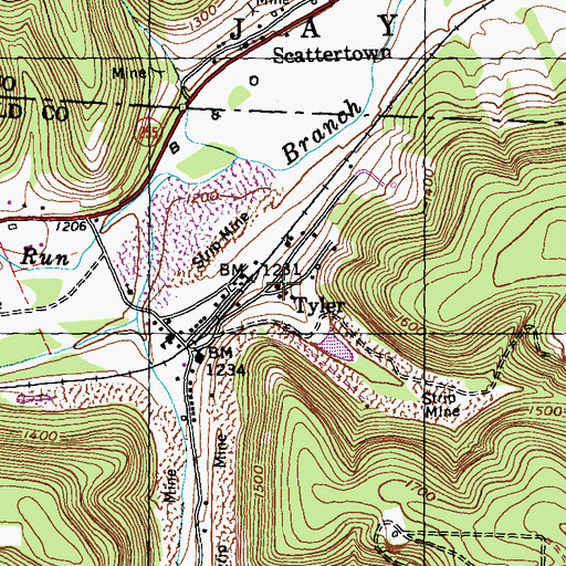 Topographic Map of Tyler, PA