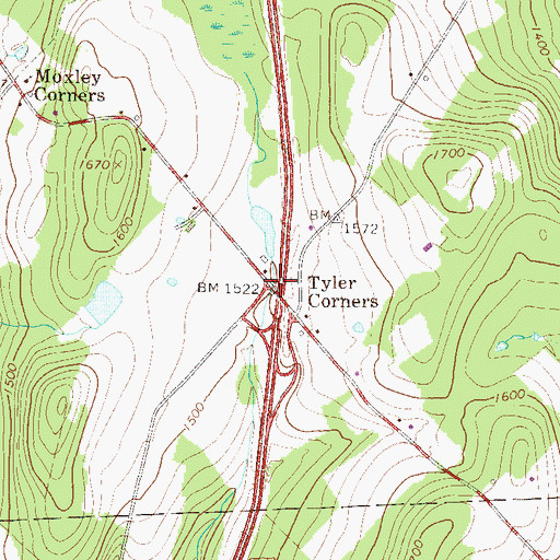 Topographic Map of Tyler Corners, PA