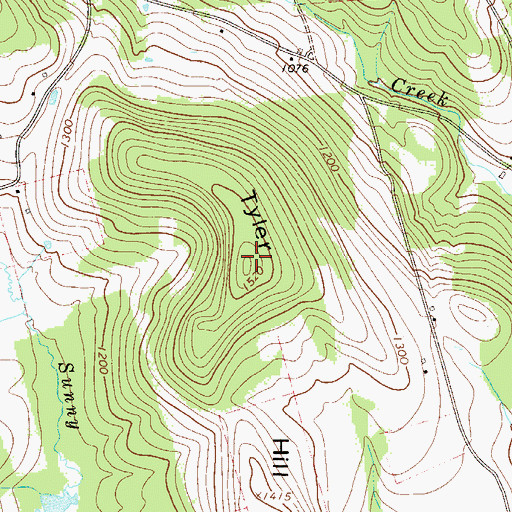 Topographic Map of Tyler Hill, PA