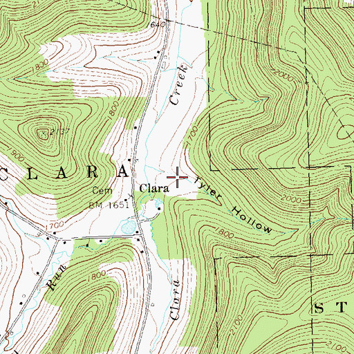 Topographic Map of Tyler Hollow, PA