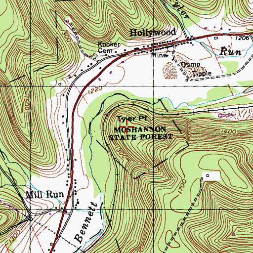 Topographic Map of Tyler Point, PA