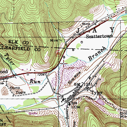 Topographic Map of Tyler Run, PA