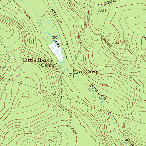 Topographic Map of Tyro Camp, PA