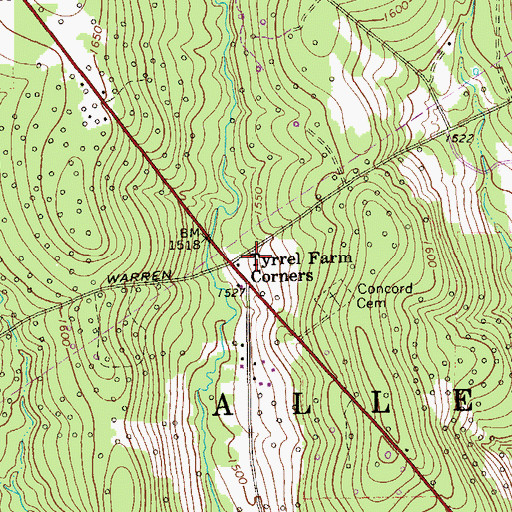 Topographic Map of Tyrrel Farm Corners, PA