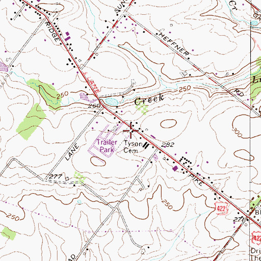 Topographic Map of Tyson Cemetery, PA