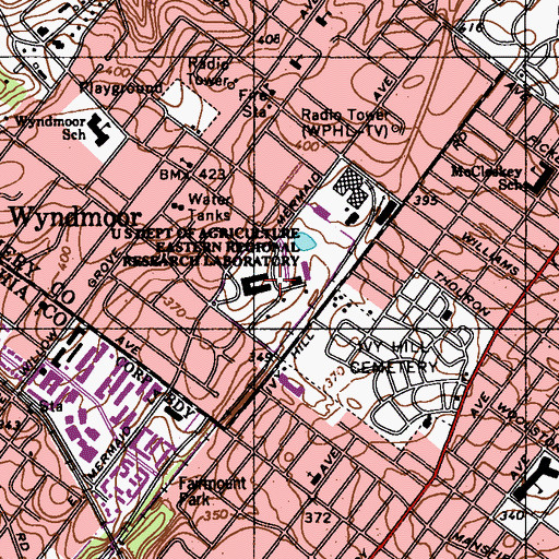 Topographic Map of United States Dept of Agriculture Research Center, PA