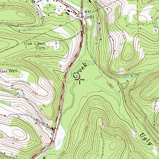 Topographic Map of Ugly Run, PA