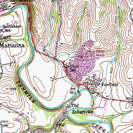 Topographic Map of Ulery School, PA