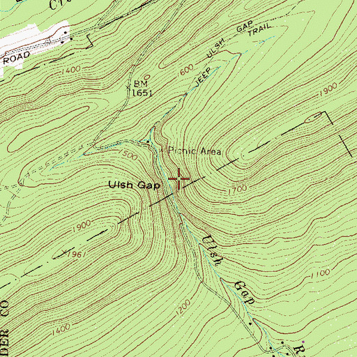 Topographic Map of Ulsh Gap, PA