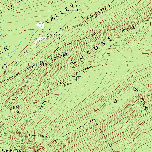 Topographic Map of Ulsh Gap Trail, PA