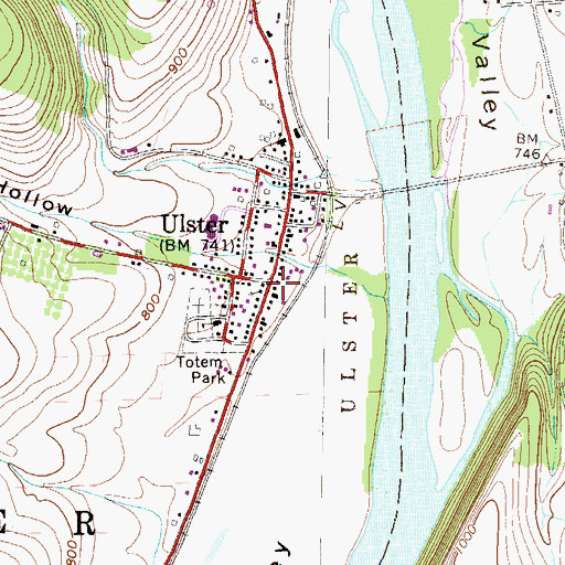 Topographic Map of Ulster, PA