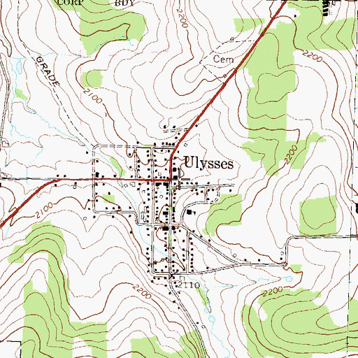 Topographic Map of Ulysses, PA