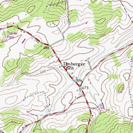 Topographic Map of Umberger School, PA