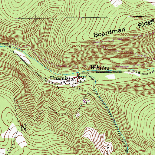 Topographic Map of Unamis, PA