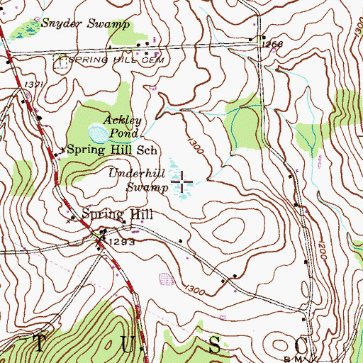Topographic Map of Underhill Swamp, PA
