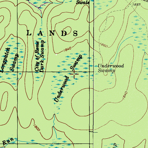 Topographic Map of Underwood Swamp, PA