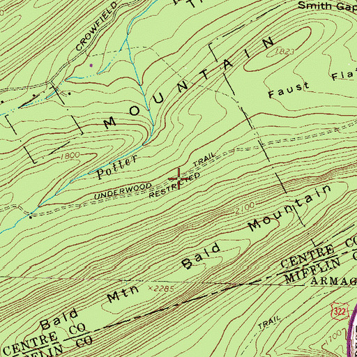 Topographic Map of Underwood Trail, PA